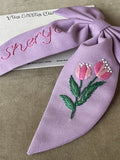 Hair bow with Tulips embroidery