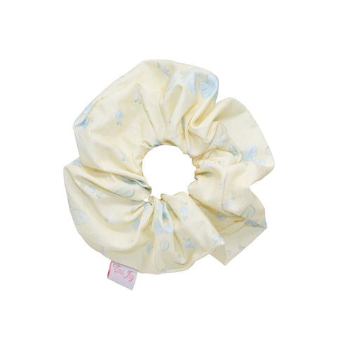 LINEN PRINTED SCRUNCHIE IN HONEY BUTTER