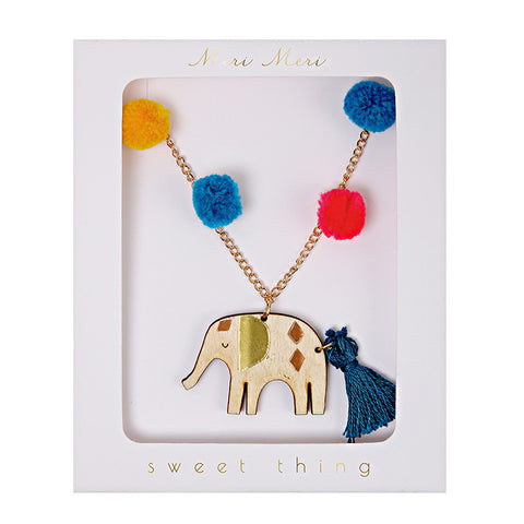 Meri Meri Pom Pom Elephant Necklace